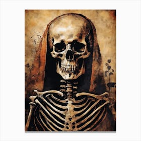Vintage Halloween Gothic Skeleton Painting (19) Canvas Print
