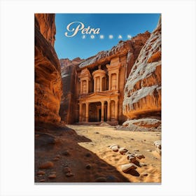 Petra, Jordan: Iconic Red Rock Temple Poster Canvas Print