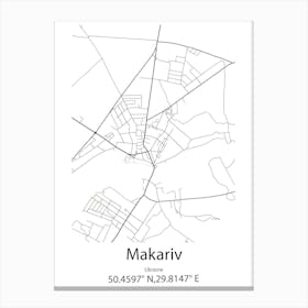 Makariv,Ukraine Minimalist Map Canvas Print