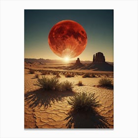 Red Moon In The Desert 1 Canvas Print