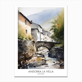 Andorra 1 Watercolour Travel Poster Canvas Print