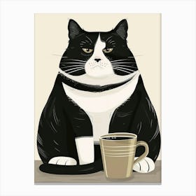 Cat With A Cup Of Coffee 3 Canvas Print