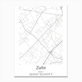 Zulte,Belgium Minimalist Map Canvas Print