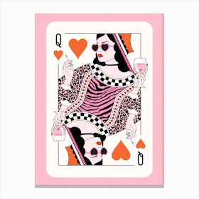 Queen Of Hearts - Pink Champaign and Cigarettes - Pink Leopard Canvas Print