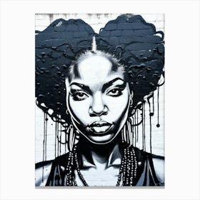 Graffiti Mural Of Beautiful Black Woman 130 Canvas Print