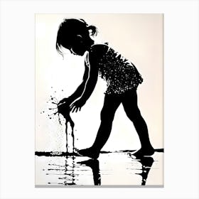 Little Girl Splashing A Water Bomb Canvas Print