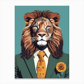 Lion Portrait In A Suit (21) Canvas Print