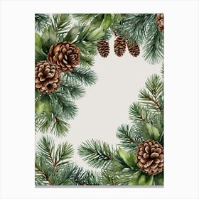 Christmas Wreath With Pinecones Canvas Print