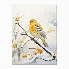 Winter Bird Painting Yellowhammer 1 Canvas Print