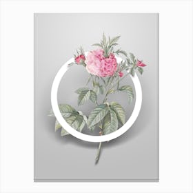 Vintage Pink Agatha Rose Minimalist Flower Geometric Circle on Soft Gray n.0440 Canvas Print