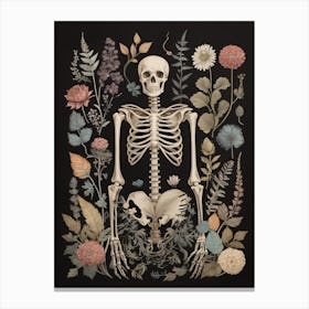 Botanical Skeleton Vintage Flowers Painting (53) Canvas Print