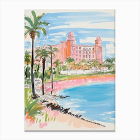 The Breakers   Palm Beach, Florida   Resort Storybook Illustration 3 Canvas Print
