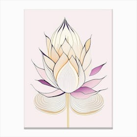 Sacred Lotus Abstract Line Drawing 2 Canvas Print