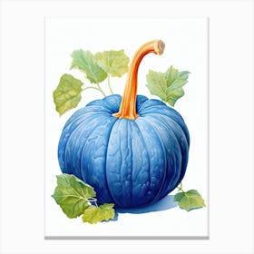 Blue Hubbard Squash Pumpkin Watercolour Illustration 4 Canvas Print