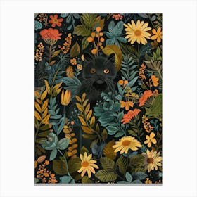 Black Cat In The Garden 6 Canvas Print