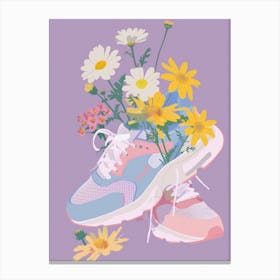 Retro Sneakers With Flowers 90s Illustration 1 Canvas Print