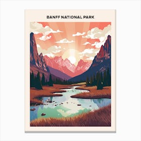 Banff National Park Midcentury Travel Poster Canvas Print