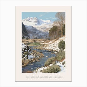 Vintage Winter Poster Snowdonia National Park United Kingdom 3 Canvas Print