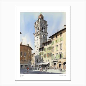 Pistoia, Tuscany, Italy 1 Watercolour Travel Poster Canvas Print
