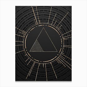 Geometric Glyph Symbol in Gold with Radial Array Lines on Dark Gray n.0228 Canvas Print