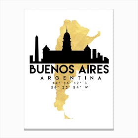 Buenos Aires Silhouette City Skyline Map Canvas Print