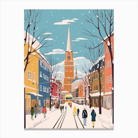 Retro Winter Illustration Munich Germany 2 Canvas Print
