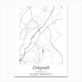 Chigwell,United Kingdom Minimalist Map Canvas Print