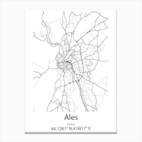 Ales,France Minimalist Map Canvas Print