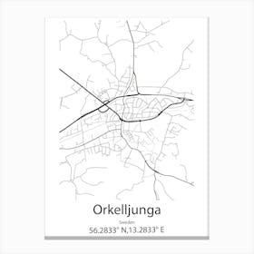 Orkelljunga,Sweden Minimalist Map Canvas Print