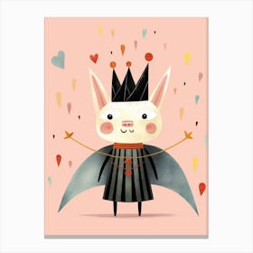 Little Bat Wearing A Crown Canvas Print