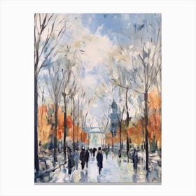 Winter City Park Painting El Retiro Park Madrid Spain 2 Canvas Print