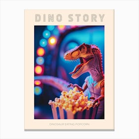 Pastel Toy Dinosaur Eating Popcorn 1 Poster Canvas Print