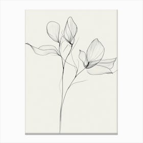 Two Flowers In Black And White 1 Canvas Print