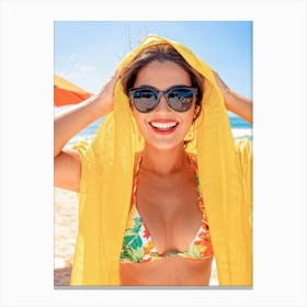 Woman On The Beach Canvas Print