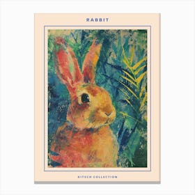 Kitsch Rabbit Brushstrokes 2 Poster Canvas Print