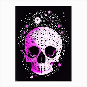 Skull With Cosmic Themes Pink Doodle Canvas Print