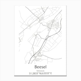 Beesel,Netherlands Minimalist Map Canvas Print