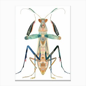 Colourful Insect Illustration Praying Mantis 15 Canvas Print