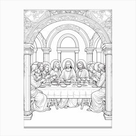 Line Art Inspired By The Last Supper 3 Canvas Print