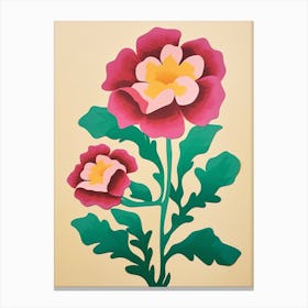 Cut Out Style Flower Art Carnation 4 Canvas Print