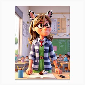 Girl In A Classroom Canvas Print