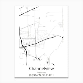 Channelview,United States Minimalist Map Canvas Print