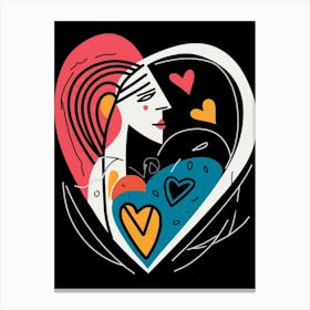 Abstract Heart Line Face Canvas Print