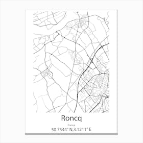 Roncq,France Minimalist Map Canvas Print