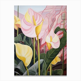 Flamingo Flower 4 Flower Painting Canvas Print