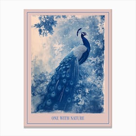 Peacock In The Wild Cyanotype Inspired 6 Poster Canvas Print