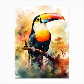 Colourful Watercolour Toucan 4 Canvas Print