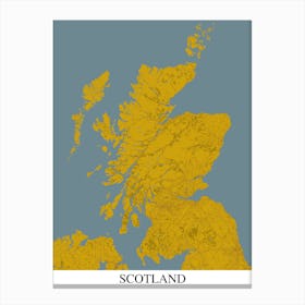 Scotland Yellow Blue Map Canvas Print