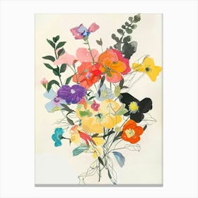 Portulaca 3 Collage Flower Bouquet Canvas Print