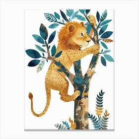 African Lion Climbing A Tree Clipart 2 Canvas Print